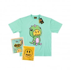 DREW T Shirt Summer 100% Cotton Men O-neck T-shirt Male Women&#39;s tshirt Short Sleeve High Quality Tops JUSTIN Smiley Dinosaur