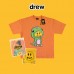 DREW T Shirt Summer 100% Cotton Men O-neck T-shirt Male Women&#39;s tshirt Short Sleeve High Quality Tops JUSTIN Smiley Dinosaur