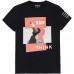 SOMKUZU Men’s Graphic Printing Stop and Think Short-Sleeved T-Shirt - Black