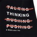 SOMKUZU Men’s Graphic Printing Stop and Think Short-Sleeved T-Shirt - Black