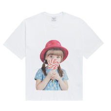 New Korea ADLV Red Hat Lollipop Girl Oversized Short-sleeved T-shirts | 粉紅帽棒棒糖女孩