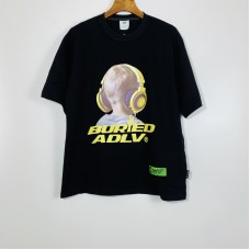 New Korea BA & ADLV Joint Yellow Headphone Boy Oversized Short-sleeved T-shirts | 黄耳机男孩