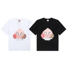 New Korea KaoKao & ADLV Joint Donuts Peach Oversized Short-sleeved T-shirts | 小屁桃